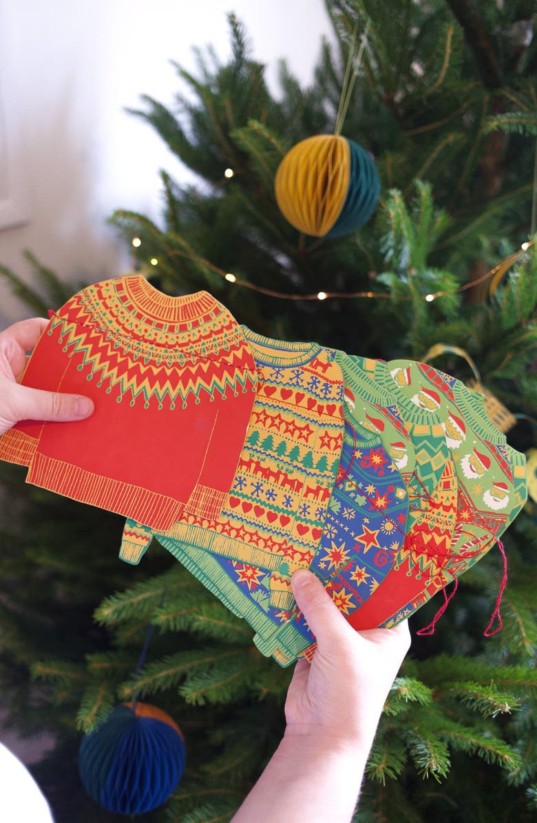 East End Press Paper Christmas Sweaters Sewn Garland, Alternate, color, Mixed