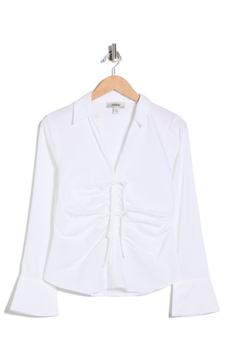 JASON WU Long Sleeve Bow Front Top, Alternate, color, White