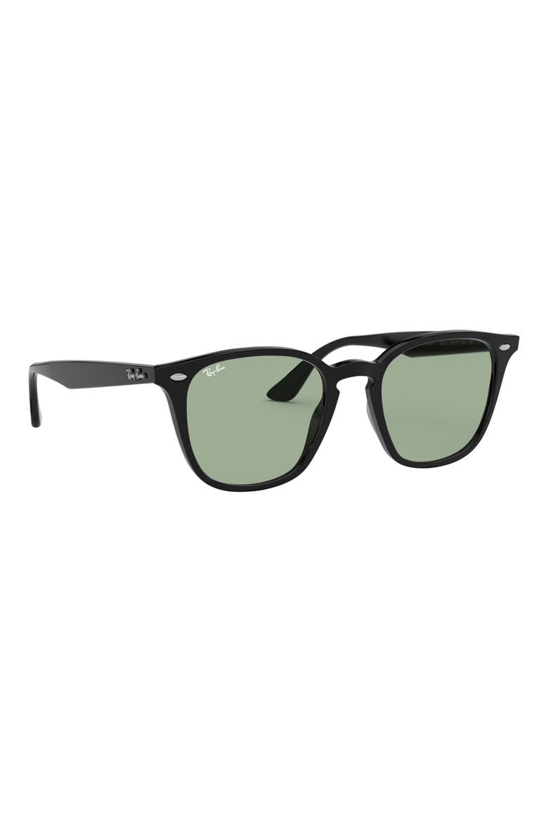 52mm Square Sunglasses, Alternate, color, SHINY BLACK