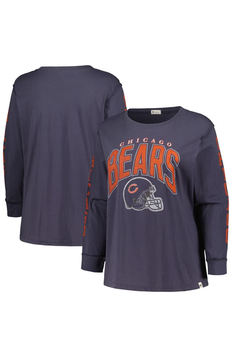'47 Women's '47 Navy Chicago Bears Plus Size Honey Cat SOA Long Sleeve T-Shirt, Alternate, color, 