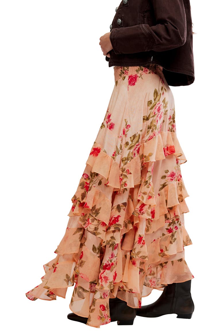 Lolita Floral Ruffle Maxi Skirt, Alternate, color, MAUVE