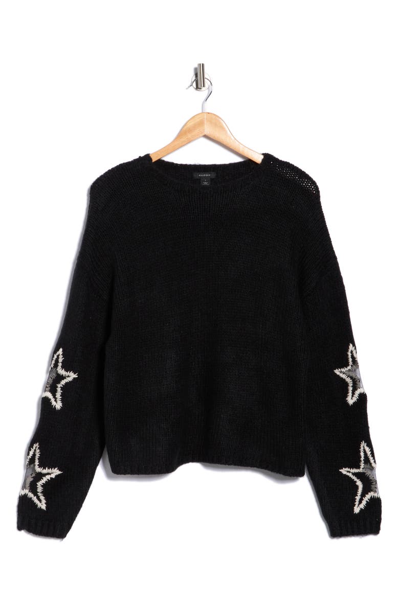Halogen<sup>®</sup> Cozy Star Sleeve Sweater, Alternate, color, Rich Black