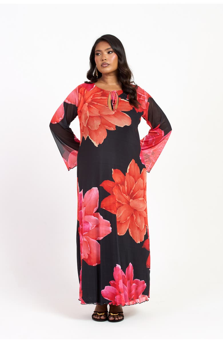 FASHION-SZN CURVE Plus Size Long Sleeve Floral Maxi Dress, Main, color, Black