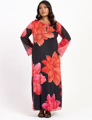FASHION-SZN CURVE Plus Size Long Sleeve Floral Maxi Dress