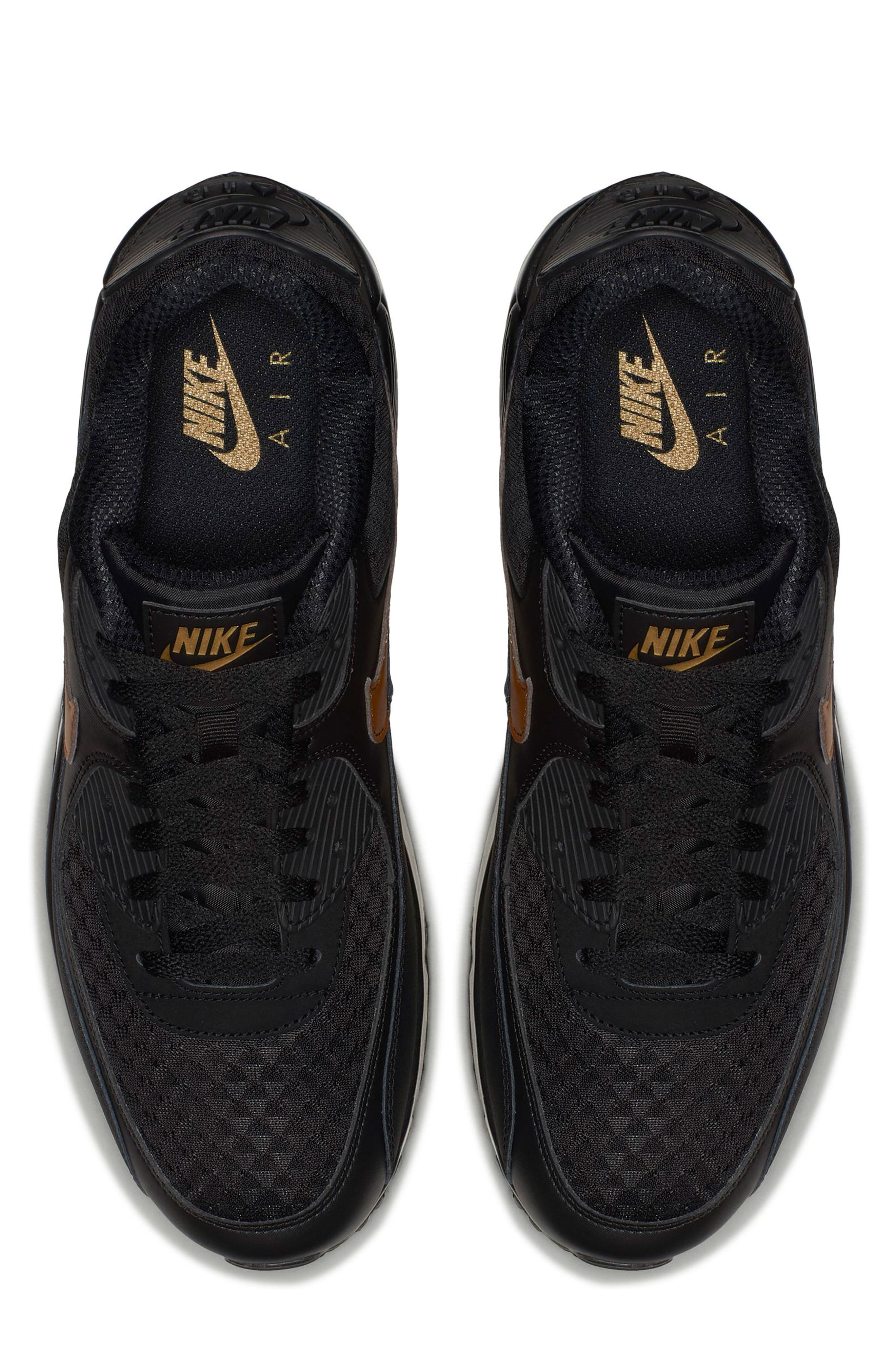 Air Max 90 Essential Sneaker, Alternate, color, BLACK/ METALLIC GOLD