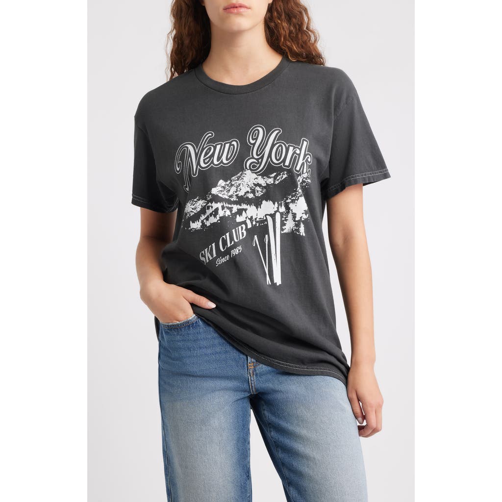 Vinyl Icons New York Ski Club Cotton Graphic T-shirt In Black