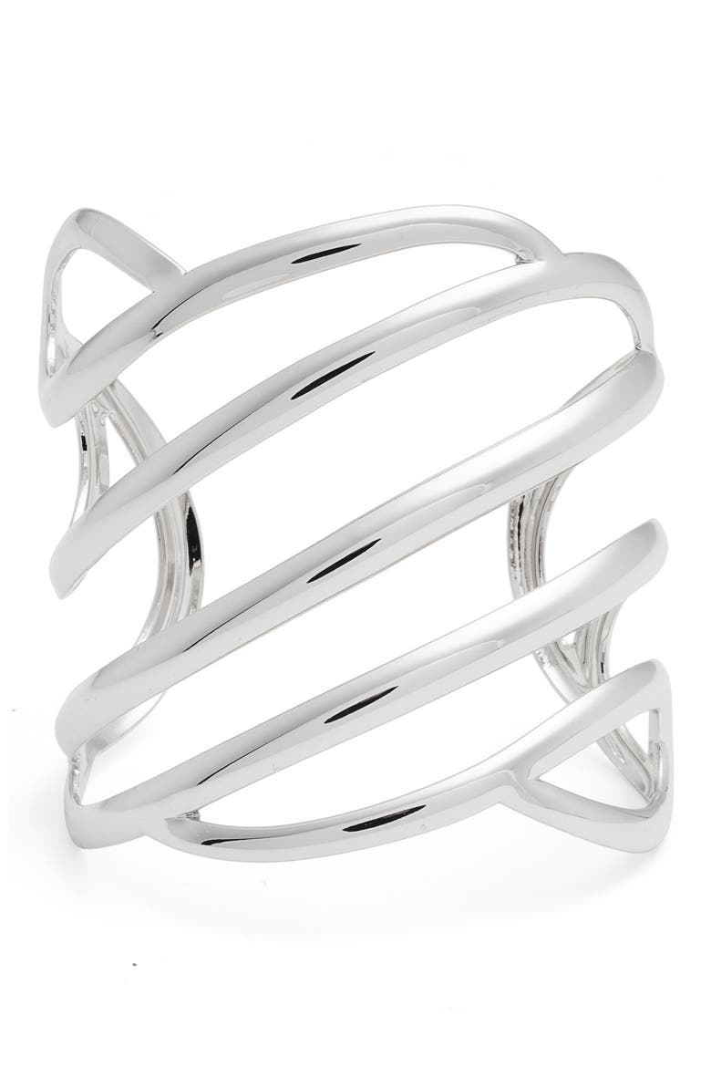 Multiband Cuff Bracelet, Main, color, SILVER