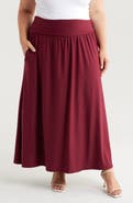 24seven Comfort Apparel Foldover Maxi Skirt