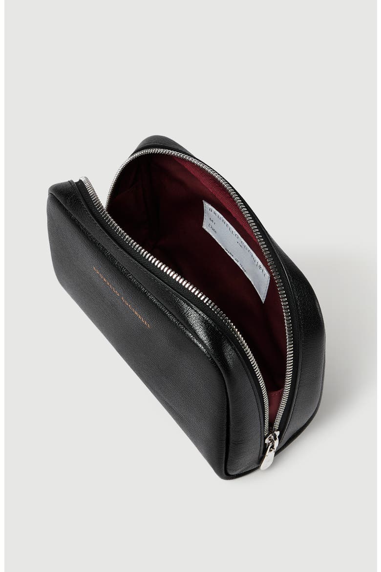 Brushed leather slim beauty case, Alternate, color, Black