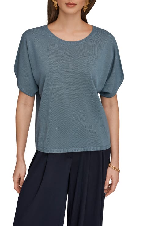 Slit Short Sleeve Sweater