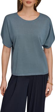 Donna Karan New York Slit Short Sleeve Sweater