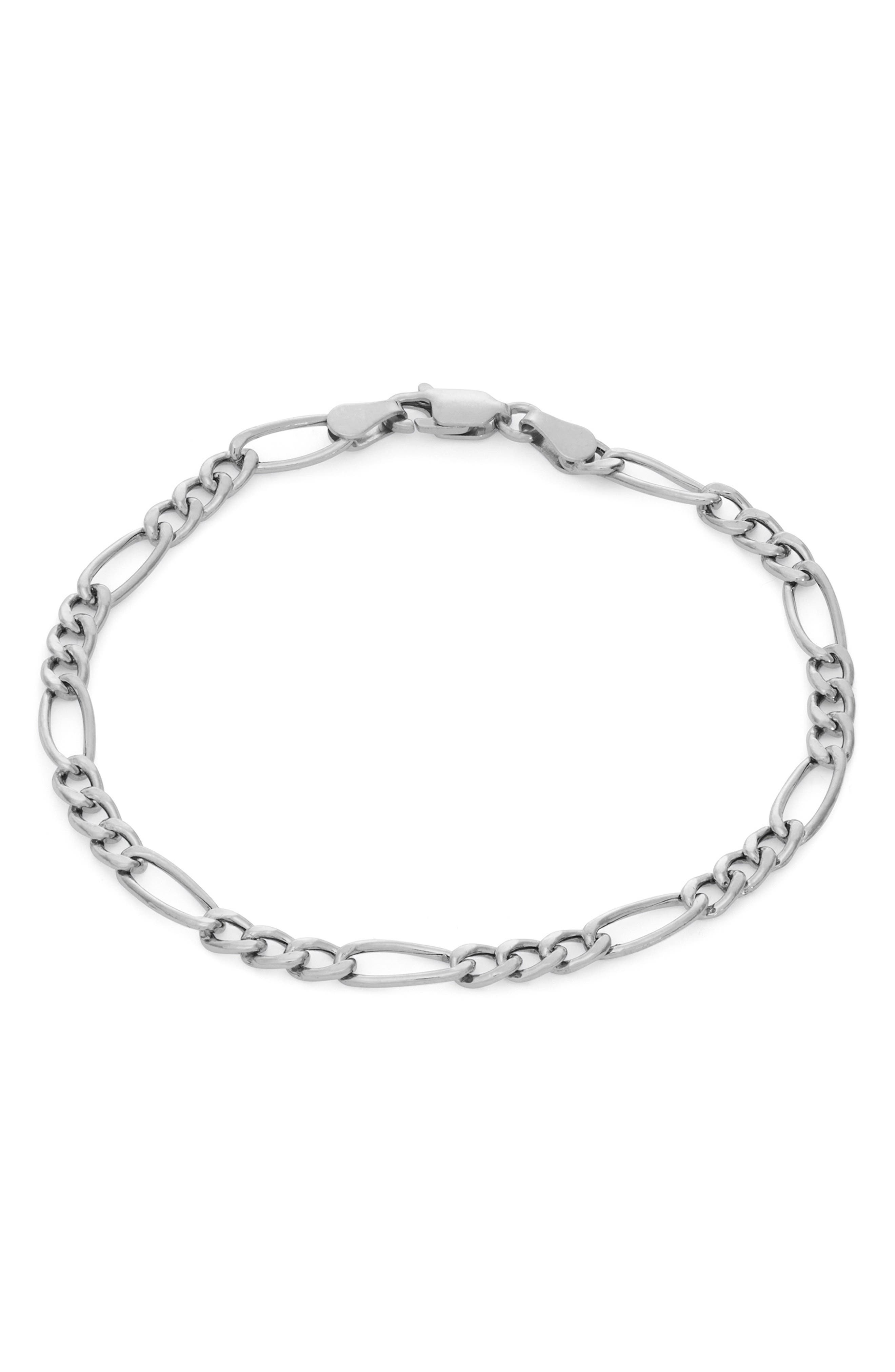 FZN Sterling Silver Figaro Chain Bracelet