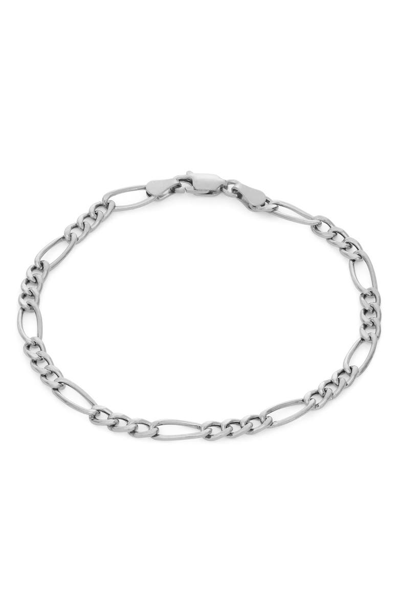 FZN Sterling Silver Figaro Chain Bracelet, Main, color, White