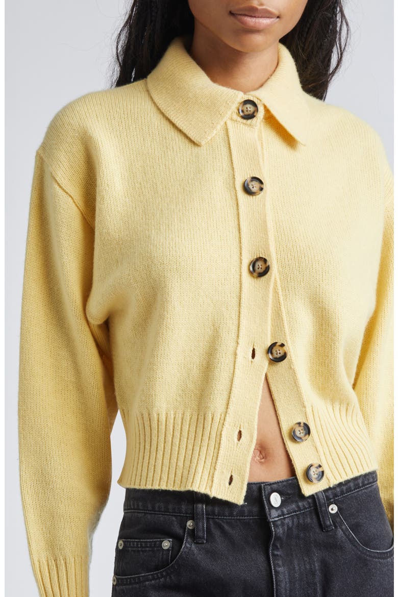 Rocia Cashmere Crop Cardigan, Alternate, color, PALE YELLOW