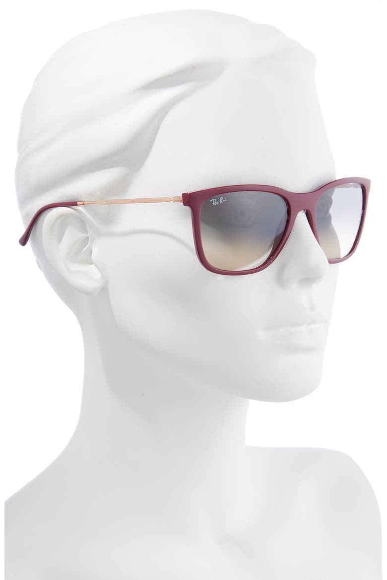 56mm Pillow Sunglasses, Alternate, color, RED CHERRY/ CLEAR GRAD GREY