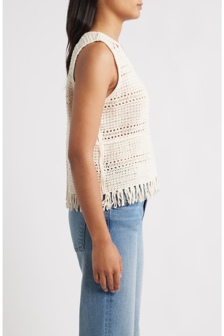 Fringe Open Stitch Sweater Tank, Alternate, color, LIGHT OATMEAL