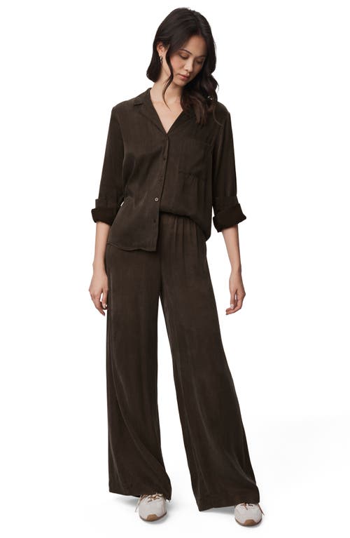 Splendid Serena Satin Shirt In Brown