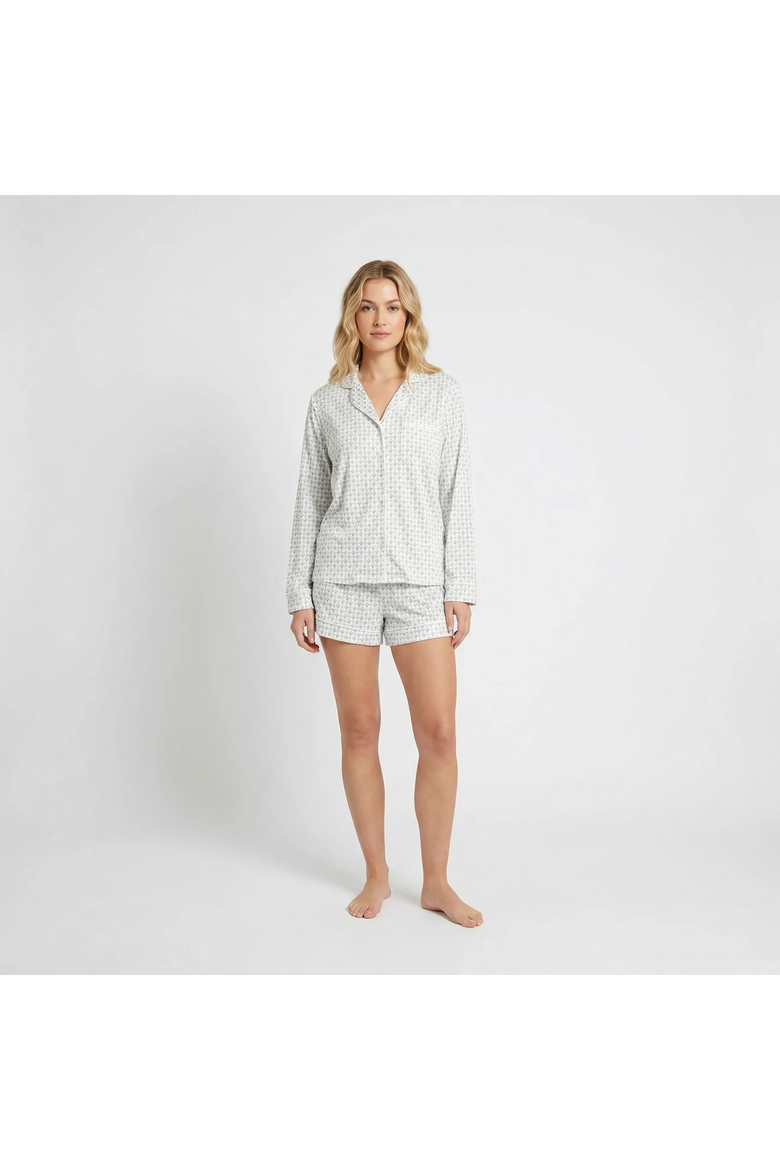 Women's Long Sleeve & Shorts Pajama Set, Main, color, Lavender Lane