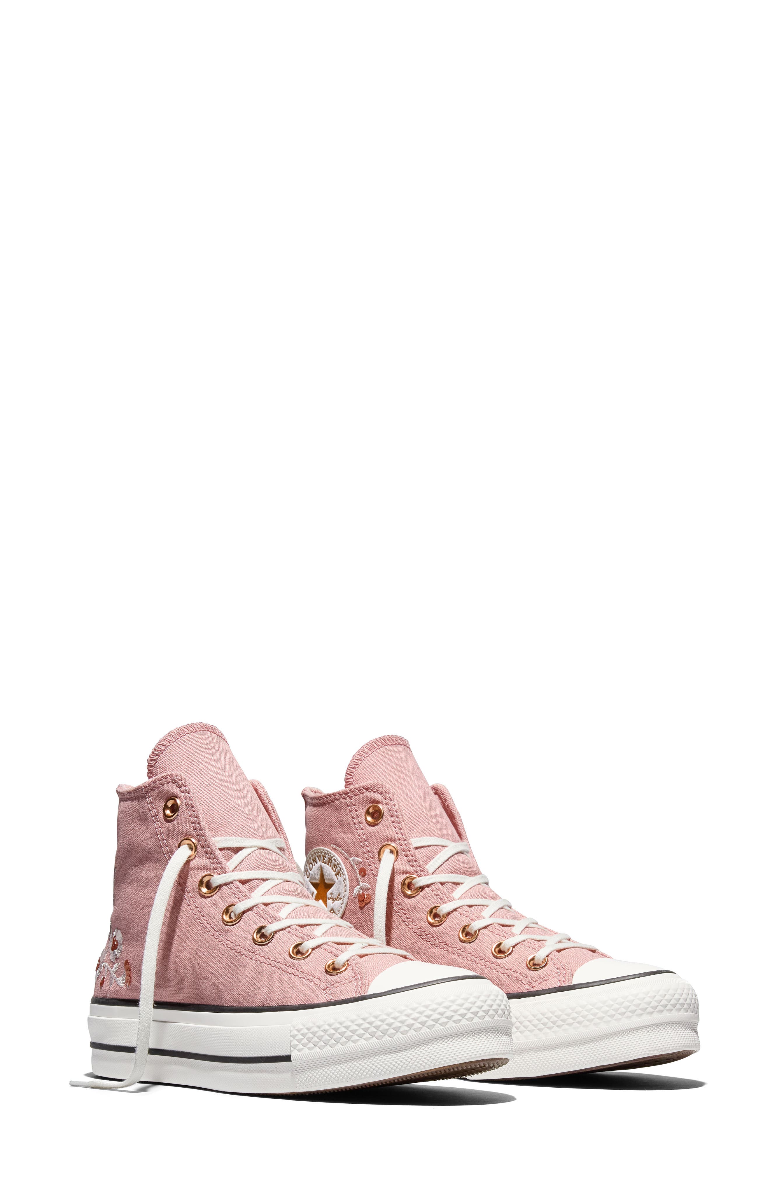 Chuck Taylor All Star Lift High Top Platform Sneaker, Alternate, color, PETAL PIT/ VINTAGE WHITE/ GOLD