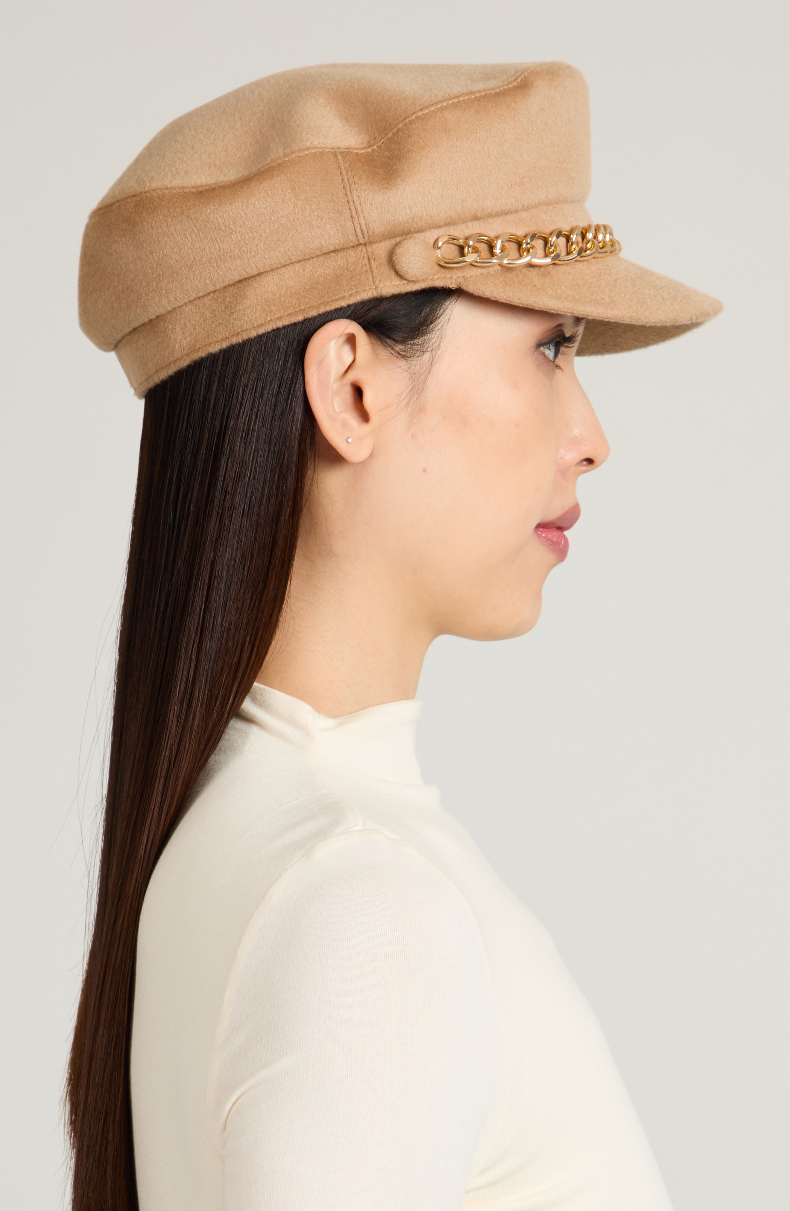 EUGENIA KIM cashmere cap with goldtone chain Eugenia Kim Sandy Felt Chain Fedora NEW main image 4