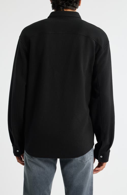 Frame Waffle Textured Button-up Shirt In Black
