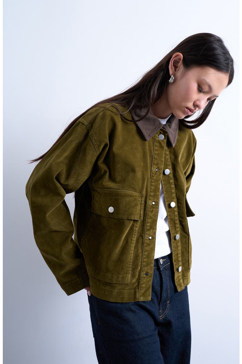 Corduroy Collar Jacket, Alternate, color, KHAKI