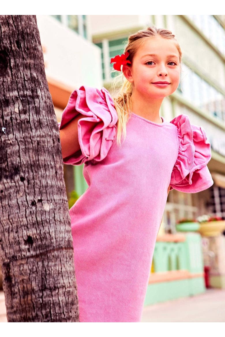 Princess Ruffle Denim Dress, Alternate, color, Medium Pink
