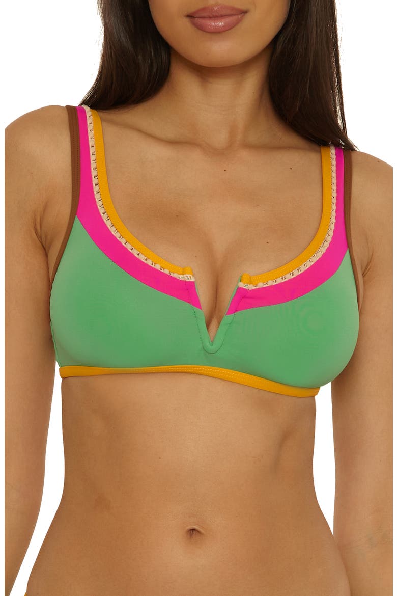 Maldives Pom Trim Bikini Top, Main, color, SEA GRASS