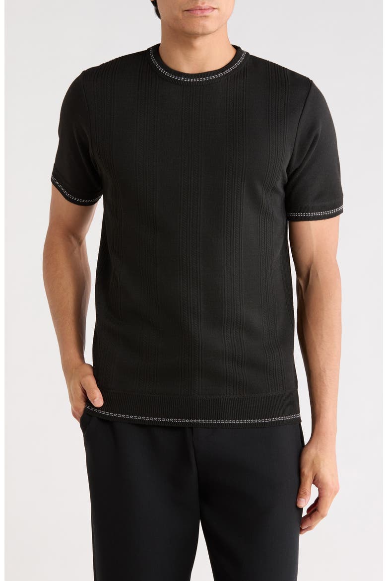 Crewneck Knit Sweater, Main, color, BLACK