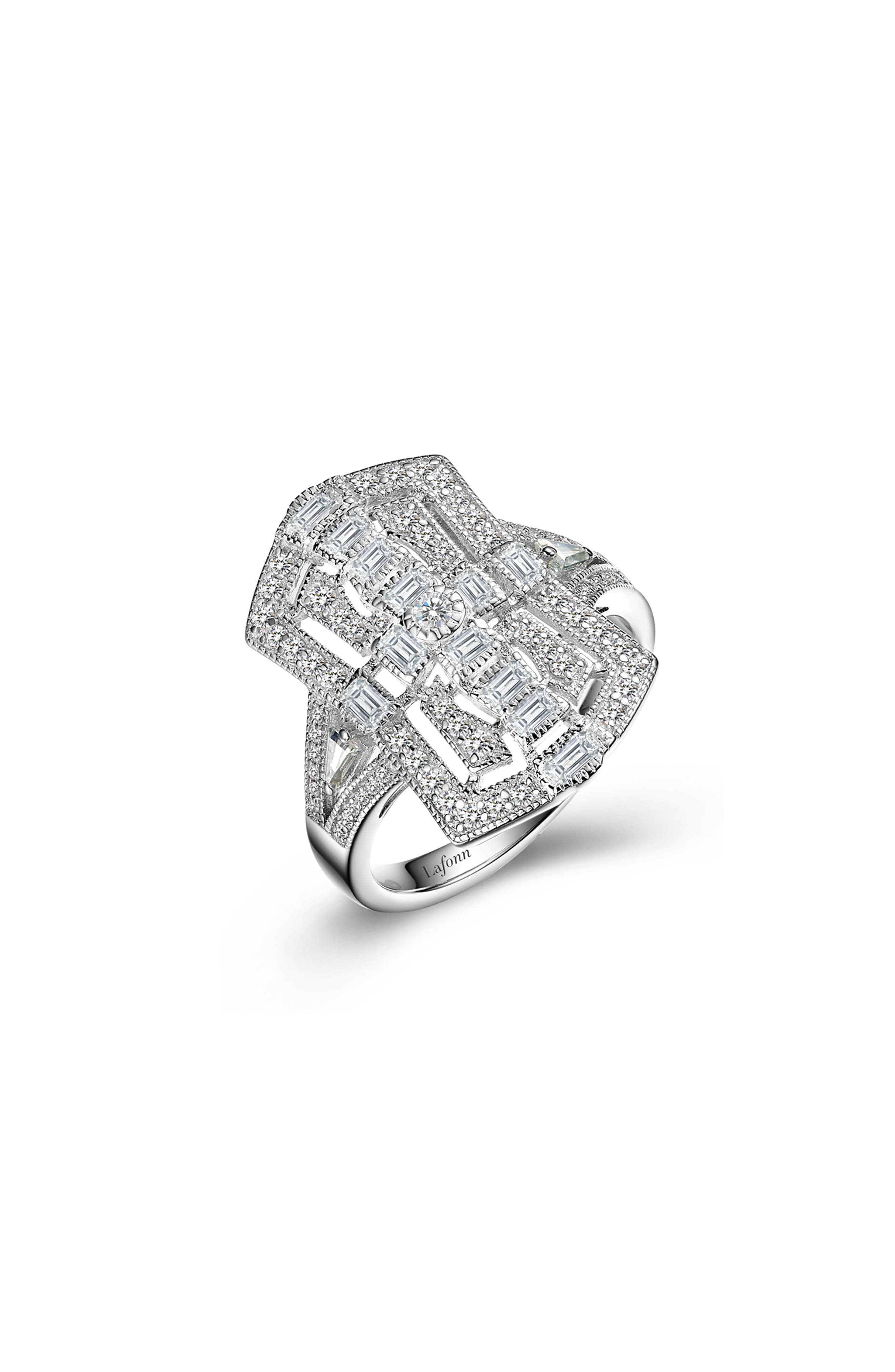 Art Deco Baguette Simulated Diamond Ring