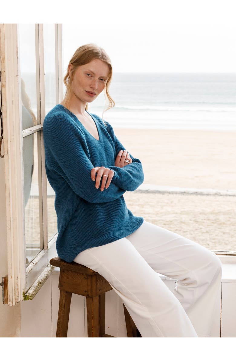 Celtic & Co. Geelong Cocoon V-Neck Sweater, Alternate, color, Icelandic Blue