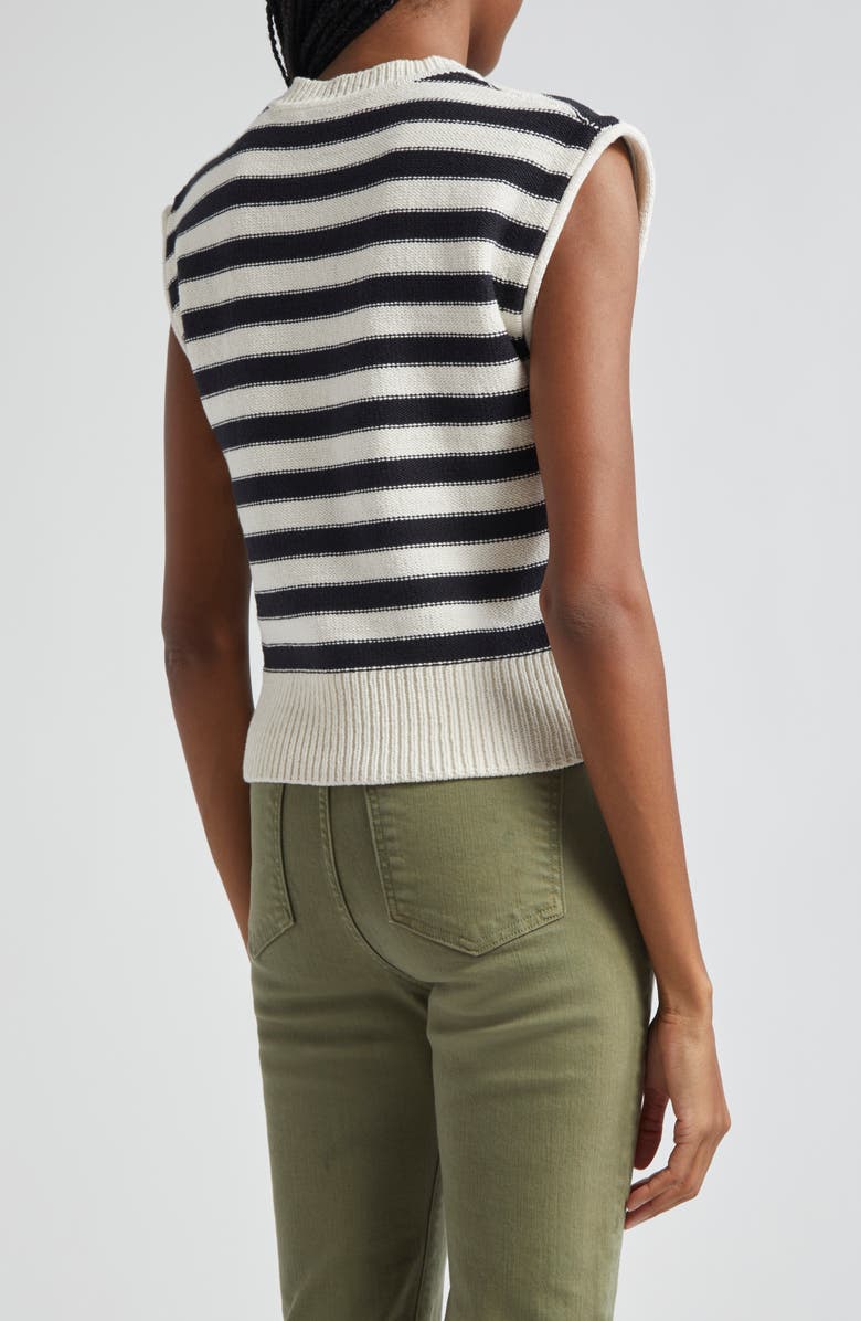 Veronica Beard Vera Stripe Sleeveless Roll Shoulder Cotton Sweater, Alternate, color,