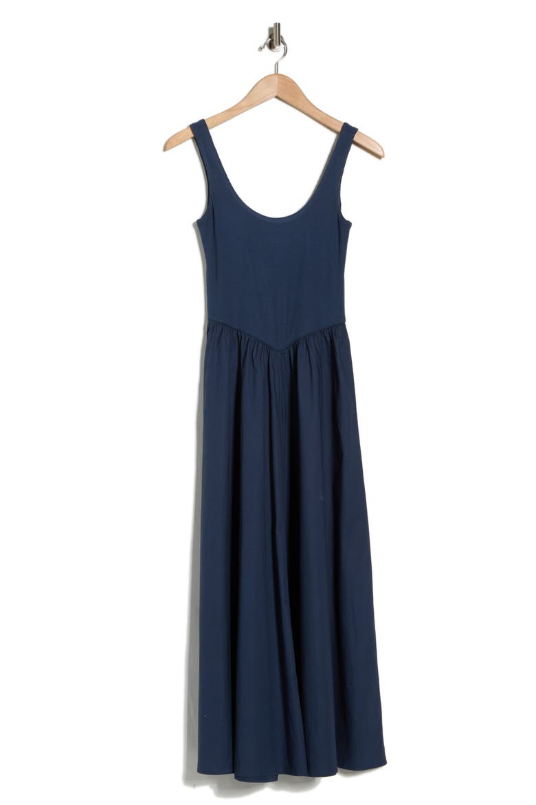 Mixed Media Tank Dress, Alternate, color, NAVY DIPPER
