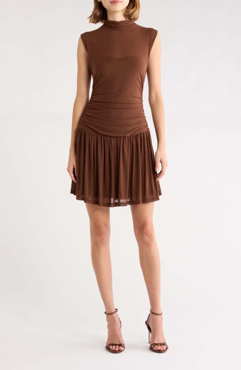 Alma Mesh Mock Neck Minidress