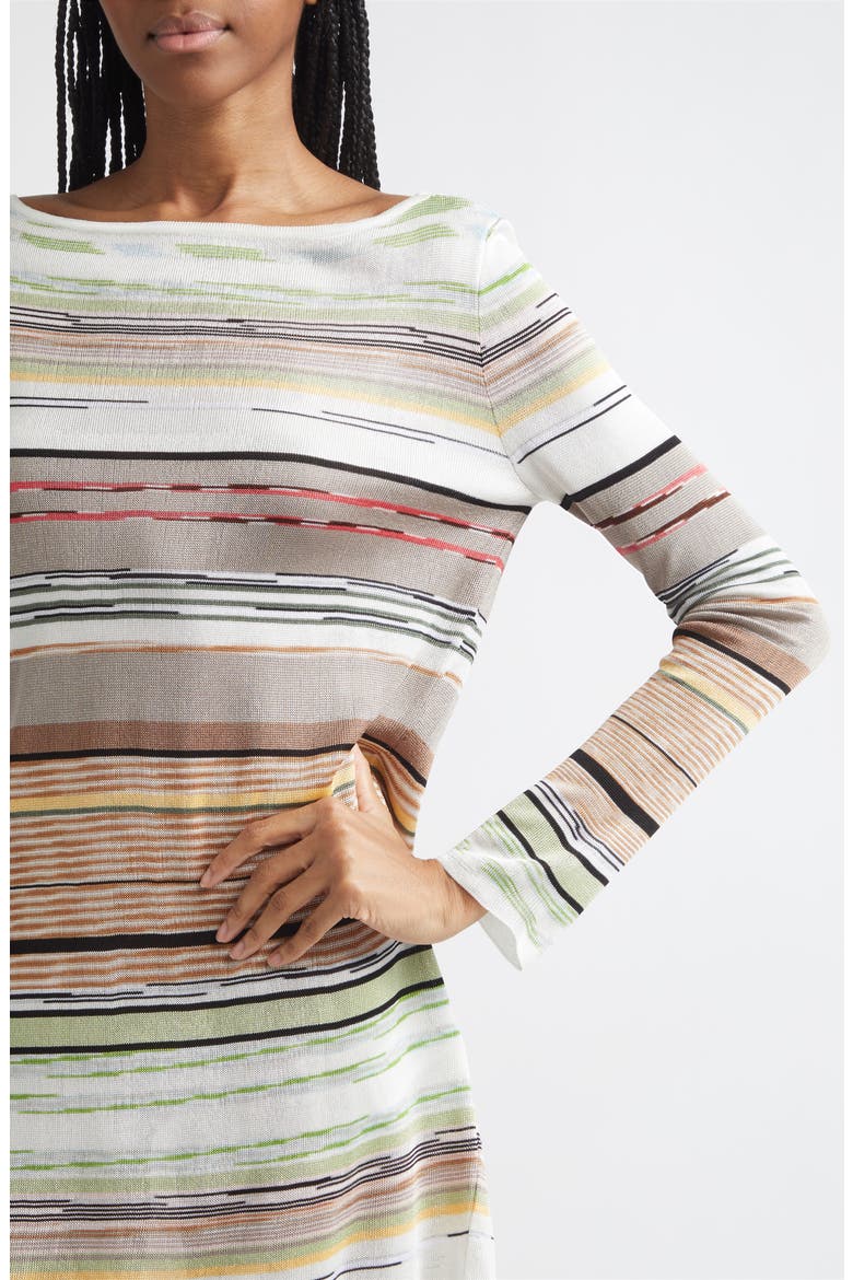 Flame Space Dye Stripe Minidress, Alternate, color, GREEN BROWN TONES