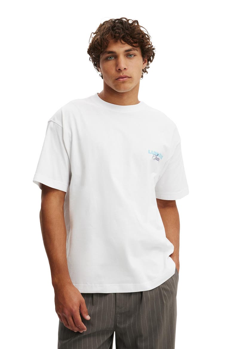 Box Fit Text T-Shirt, Main, color, White Lumiere Society