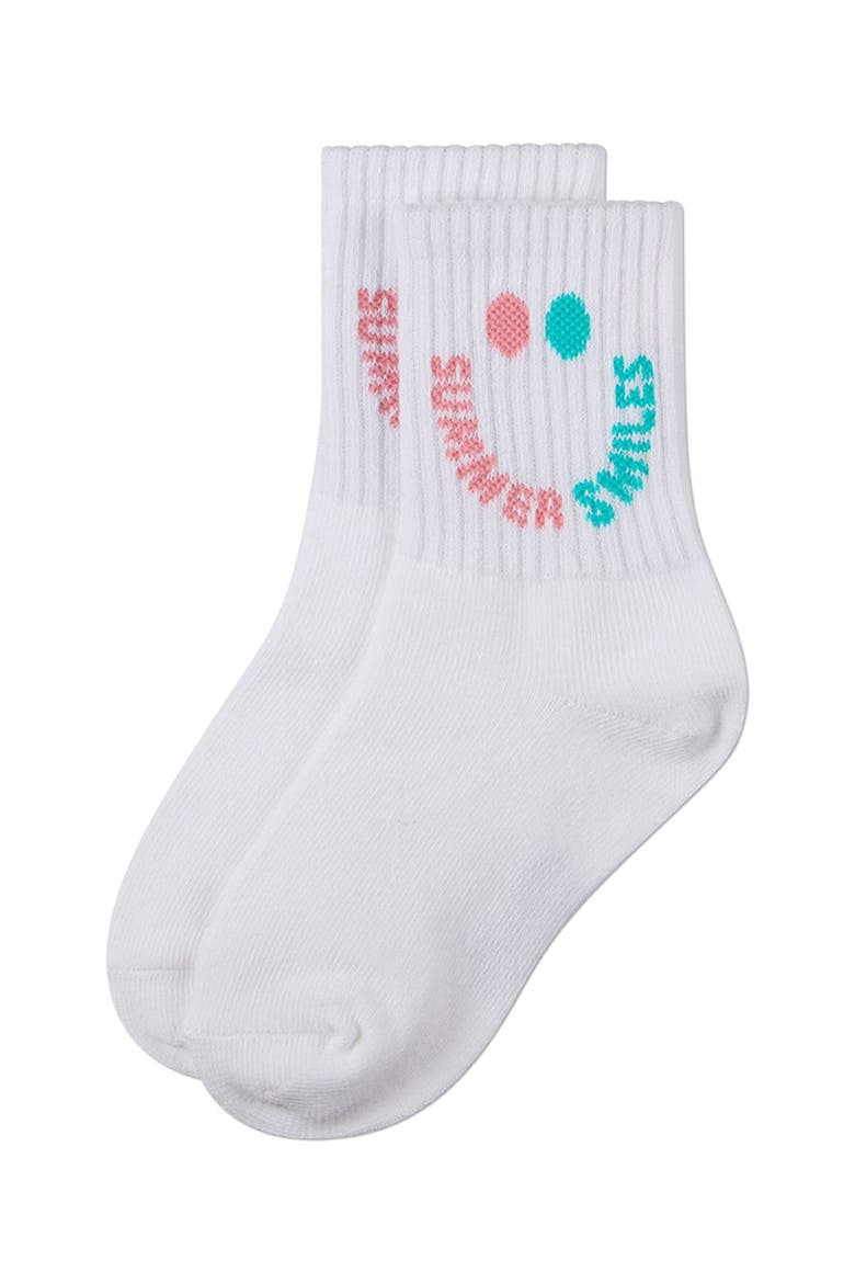 Summer Smiles Novelty Crew Sock, Alternate, color, White