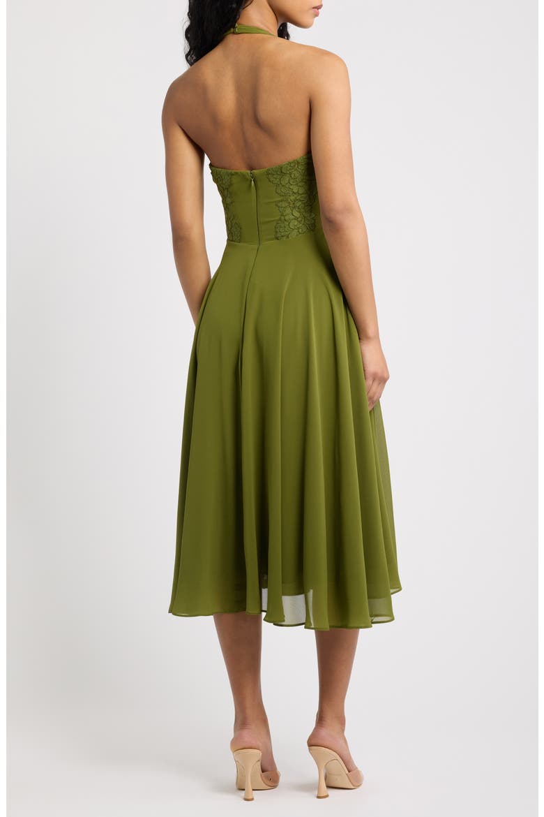 Coco Olive Georgette Lace Fit & Flare Midi Dress, Alternate, color, OLIVE