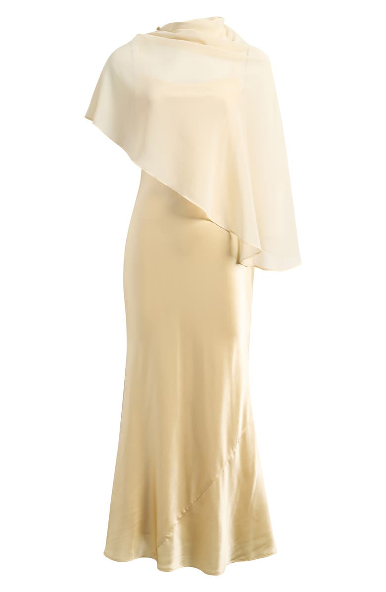 Reformation Lilibeth Cape Silk Maxi Dress, Main, color, Blonde