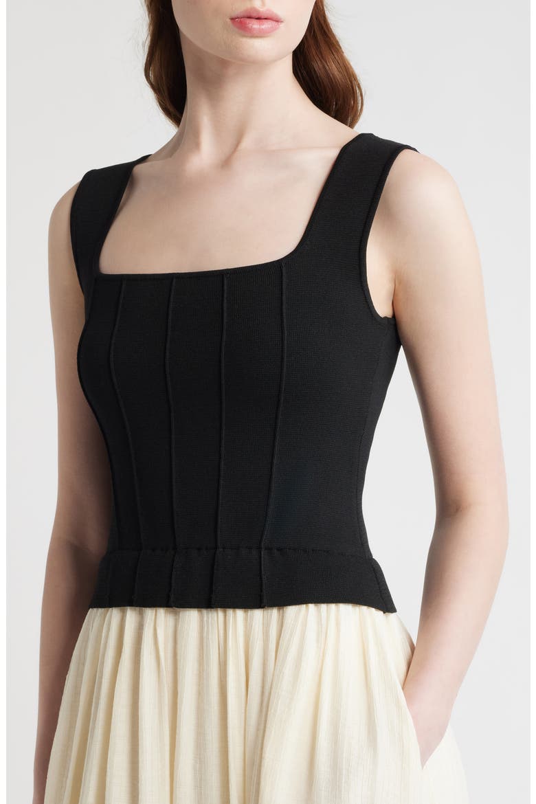 Mixed Media Dress, Alternate, color, BLACK IVORY