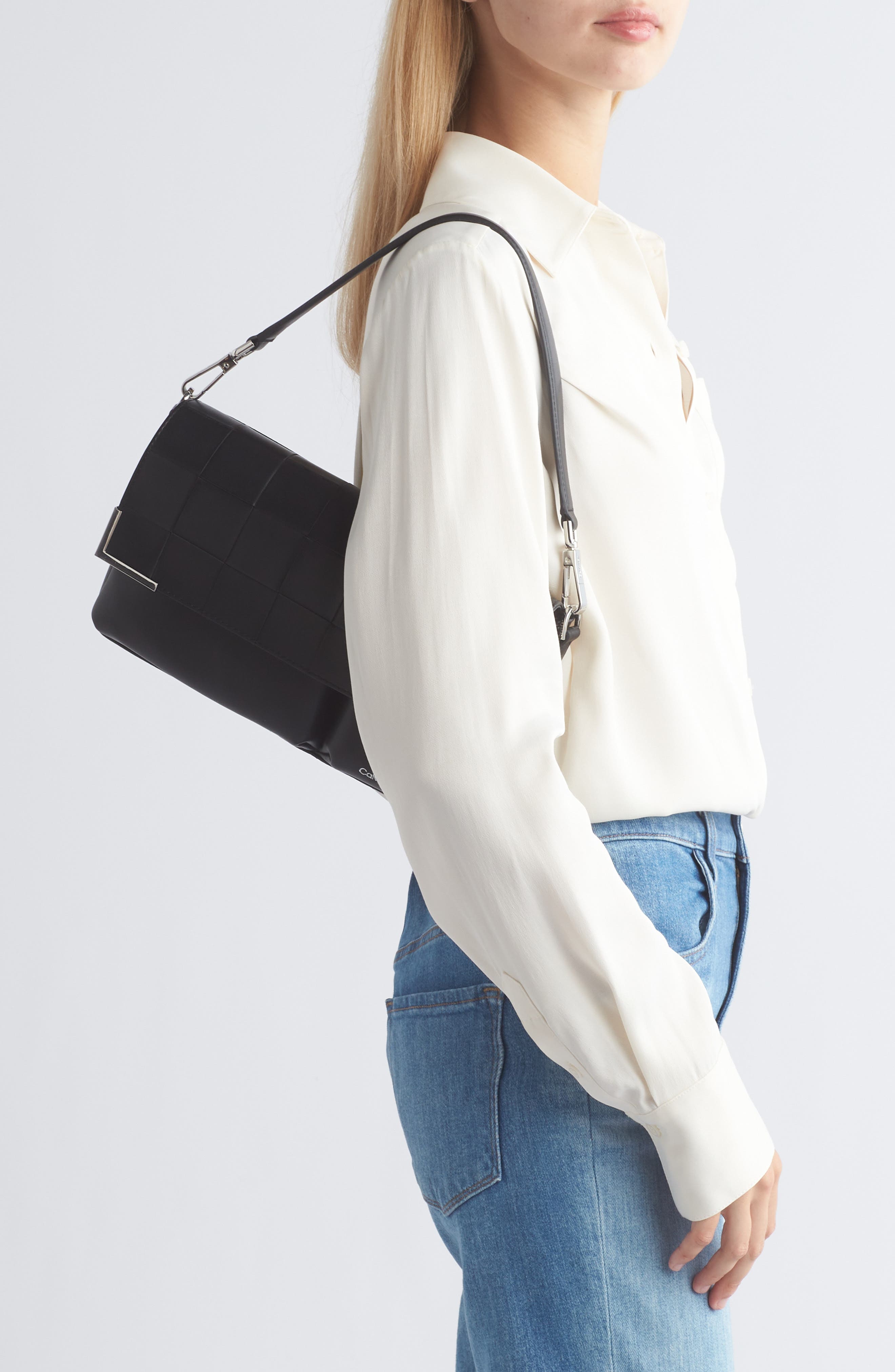 Calvin Klein Mica Woven Shoulder Bag, Alternate, color, 