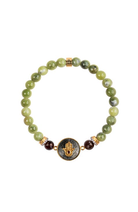 Transportive Energy Jade Stone Hamsa Bracelet