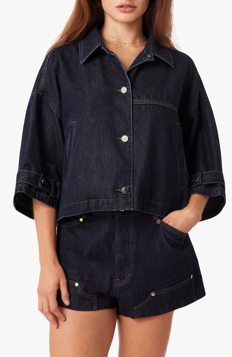 Habitual Cape Denim Crop Jacket, Main, color, Rinse