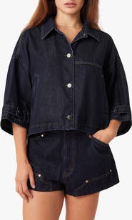Habitual Cape Denim Crop Jacket