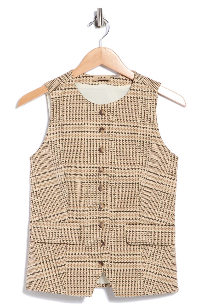 Plaid Houndstooth Vest, Alternate, color, BEIGE/ BROWN IVORY HOUNDSTOOTH