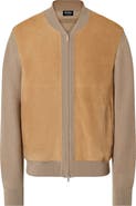 ZEGNA Beige Cashmere & Suede Bomber Jacket