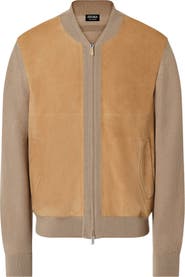 ZEGNA Beige Cashmere & Suede Bomber Jacket