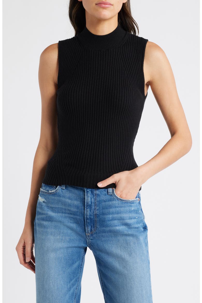 Fidelia Mock Neck Sweater Tank, Main, color, BLACK