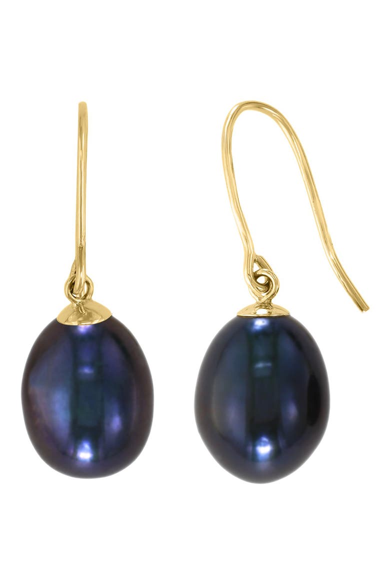 14K Yellow Gold & Cultured Pearl Drop Earrings, Main, color, GREY