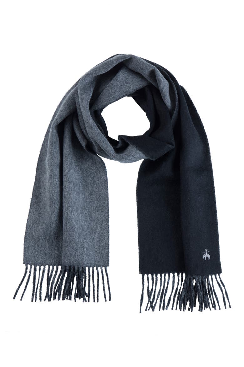 Twill Wool & Cashmere Blend Fringe Scarf, Alternate, color, BLACK/ CHARCOAL